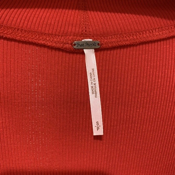 Free People | Top Red Long Sleeve Oversized V Neck Uptown Turtleneck- Size Small - Picture 5 of 7